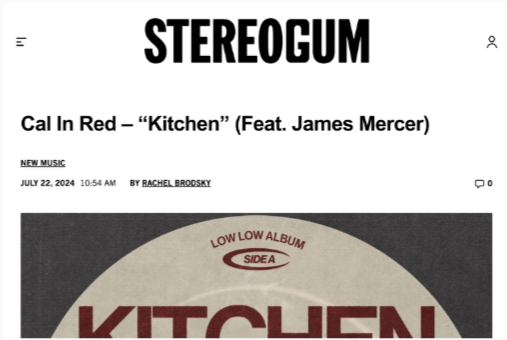 Cal in Red x James Mercer single out now